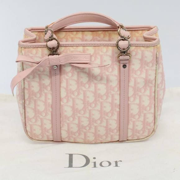 CHRISTIAN DIOR Trotter Canvas Hand Bag PVC Leather Pink 09-BO-0076 Auth yk8952 - Picture 12 of 16
